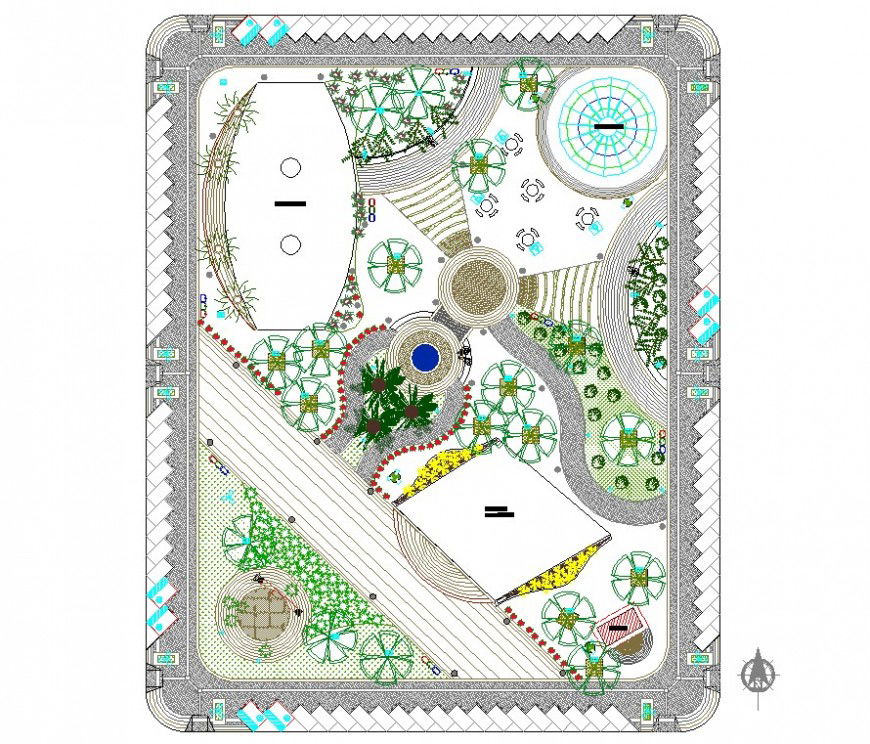 City park detail 2d view layout CAD structure dwg file