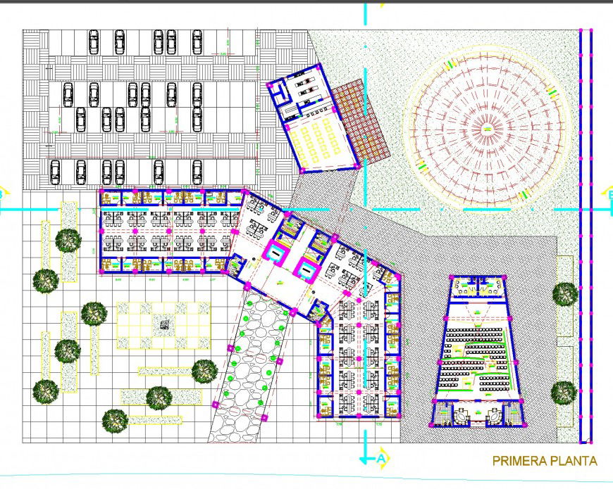 City plot detail plan view and elevation dwg file