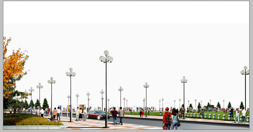 City road detail elevation 3d model Photoshop file