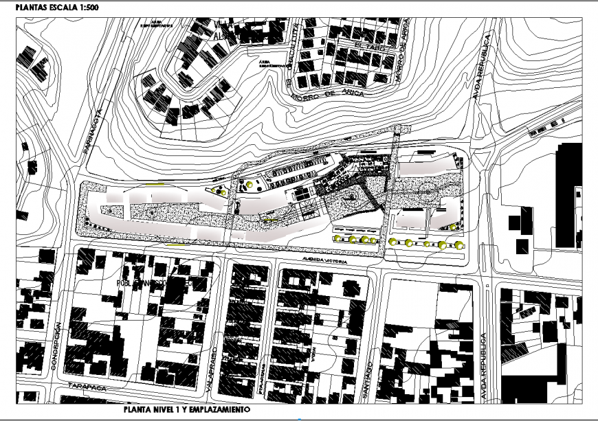Civic centre and town hall map plan drawing in dwg file.