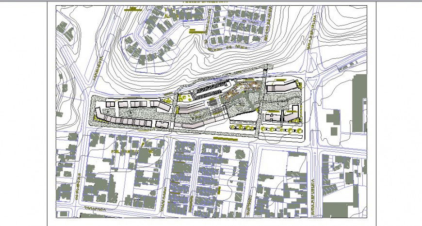 Civic office building center layout plan and landscaping structure drawing details dwg file