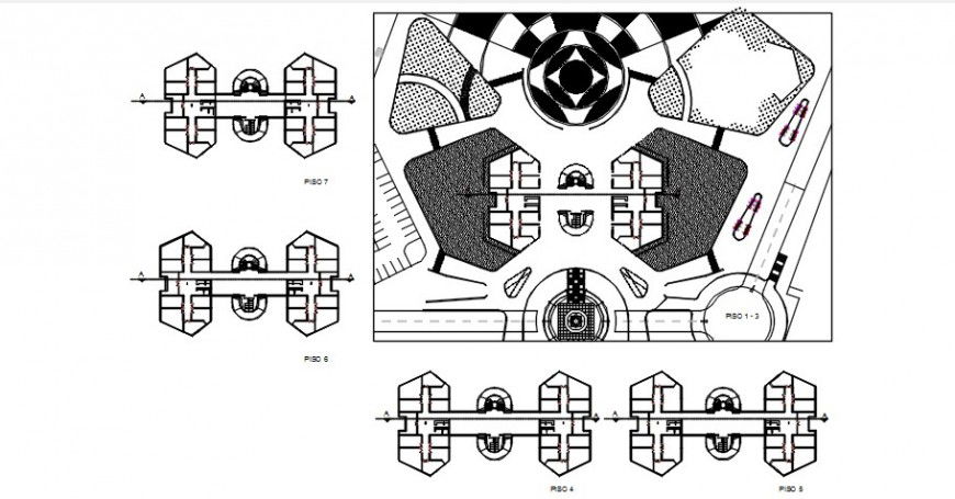 Civic office center floor and distribution plan cad drawing details dwg file
