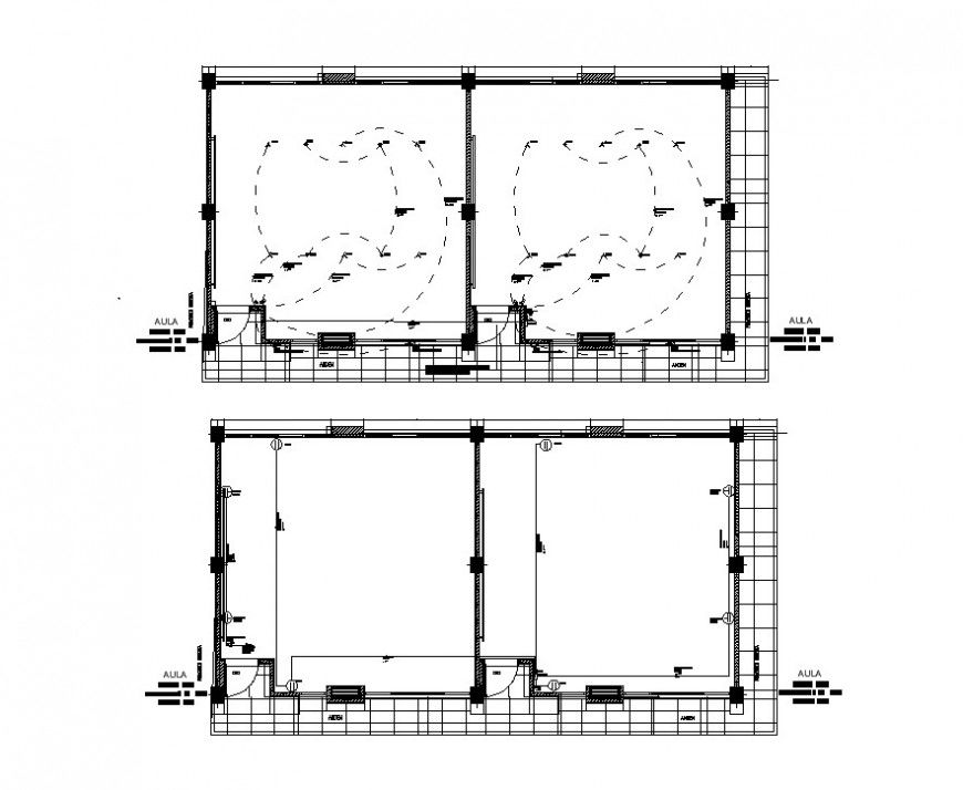 Class room plan and electrical installation 2d view layout autocad file