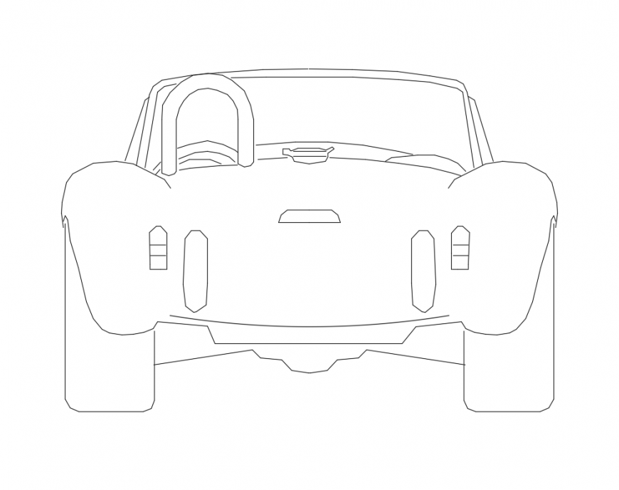 Classic car rear view elevation cad block details dwg file