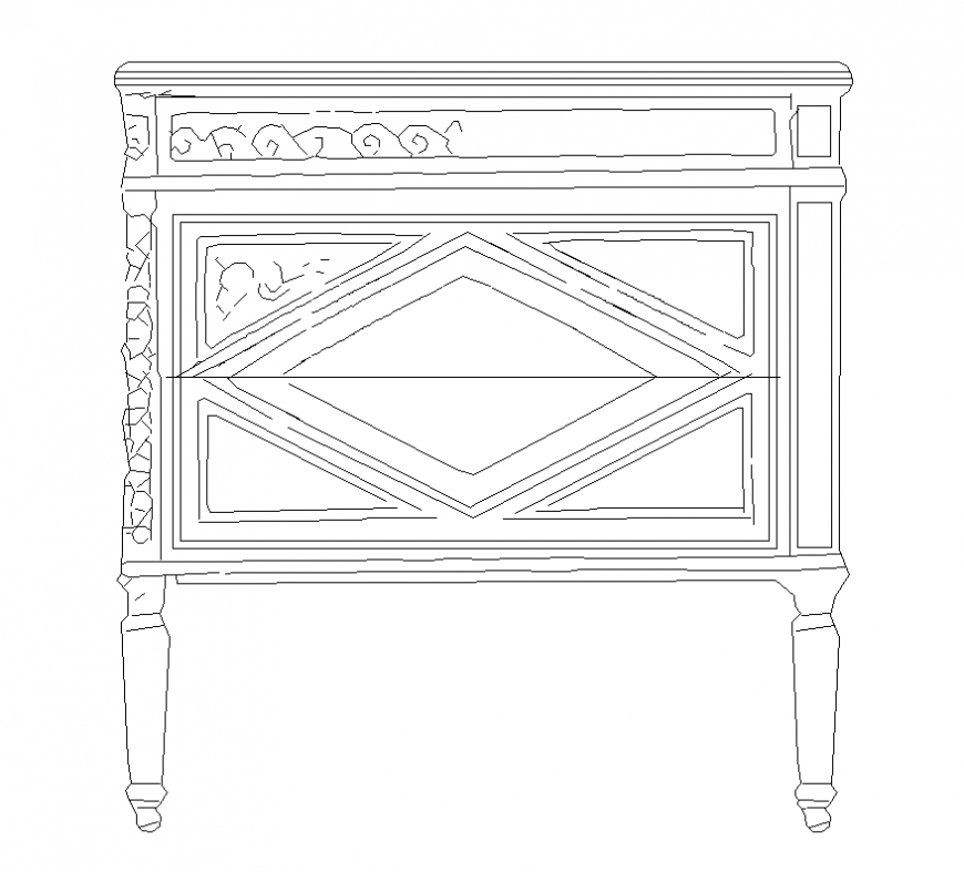 Classic coffee table CAD furniture elevation layout file