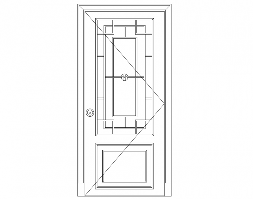 Classic door front elevation view cad block details dwg file