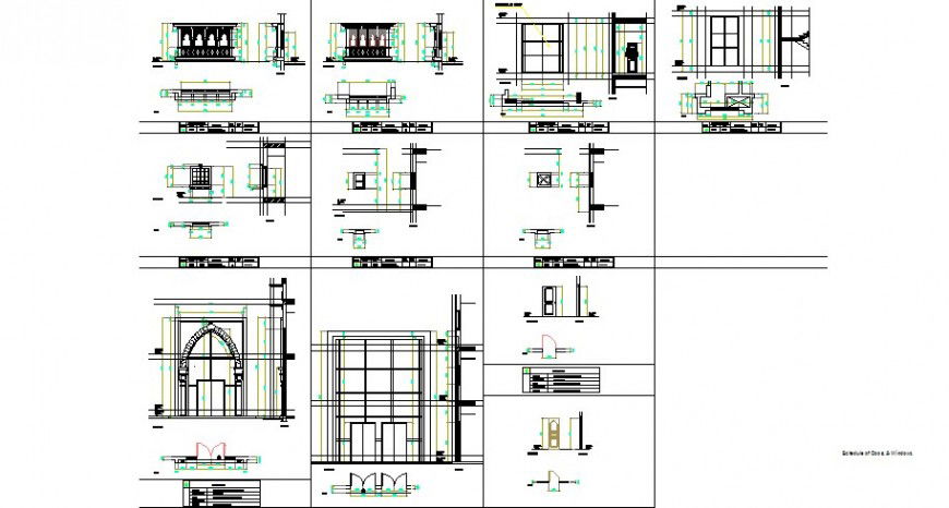 Classic doors and window elevation and installation for hotel building dwg file