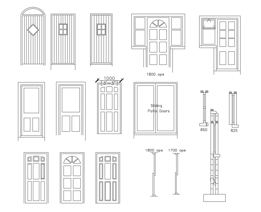 Classic house door elevation blocks cad drawing details dwg file