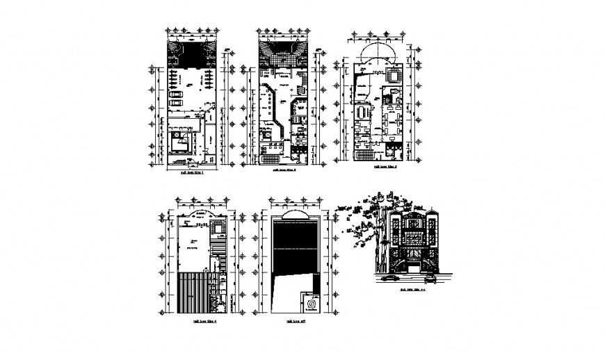 Classic house main elevation and floor plan cad drawing details dwg file