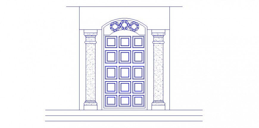 Classic main door elevation cad drawing details dwg file
