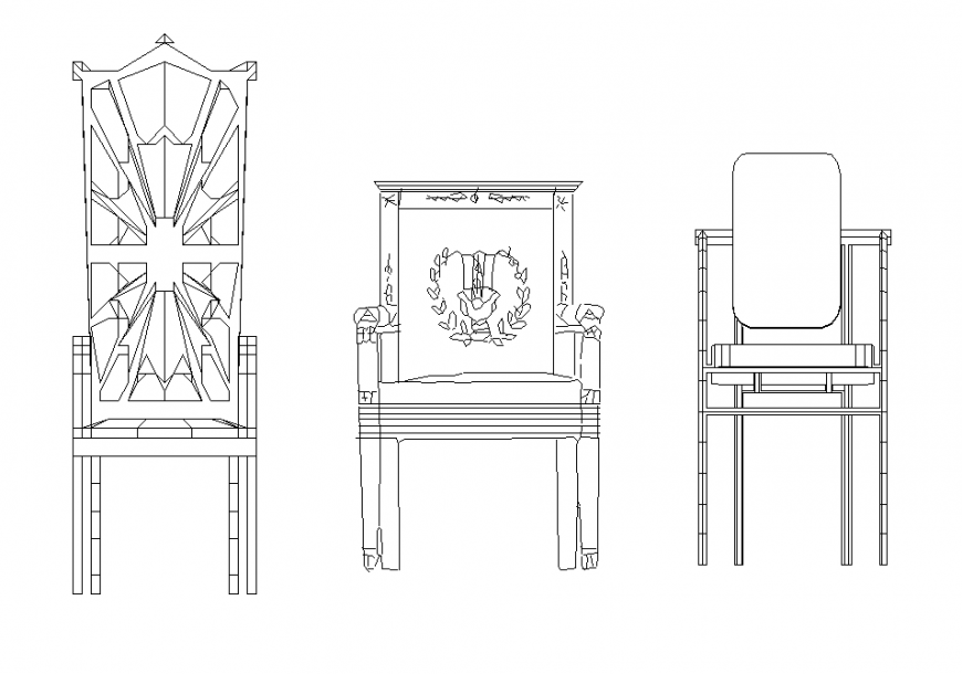 Classic wooden chair detail elevation CAD furniture autocad file