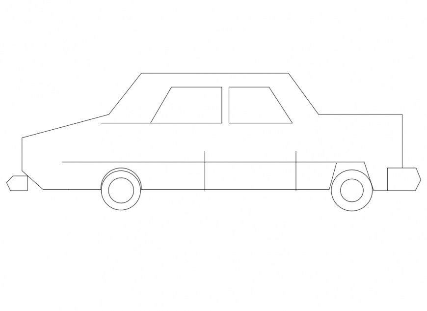 Classical car side elevation view cad block details dwg file