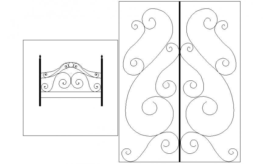 Classical railing block details for staircase dwg file