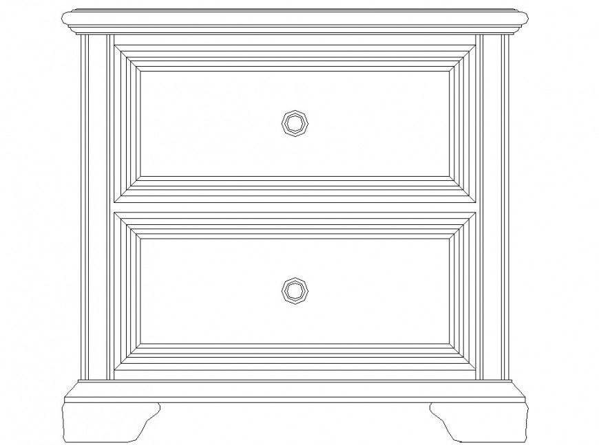 Classical style side unit drawing in dwg AutoCAD file.