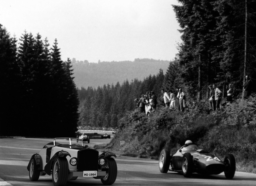 Classical vintage cars on road with view 3d cad blocks details dwg file