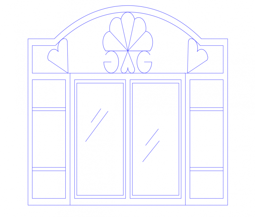 Classical window elevation cad drawing details dwg file