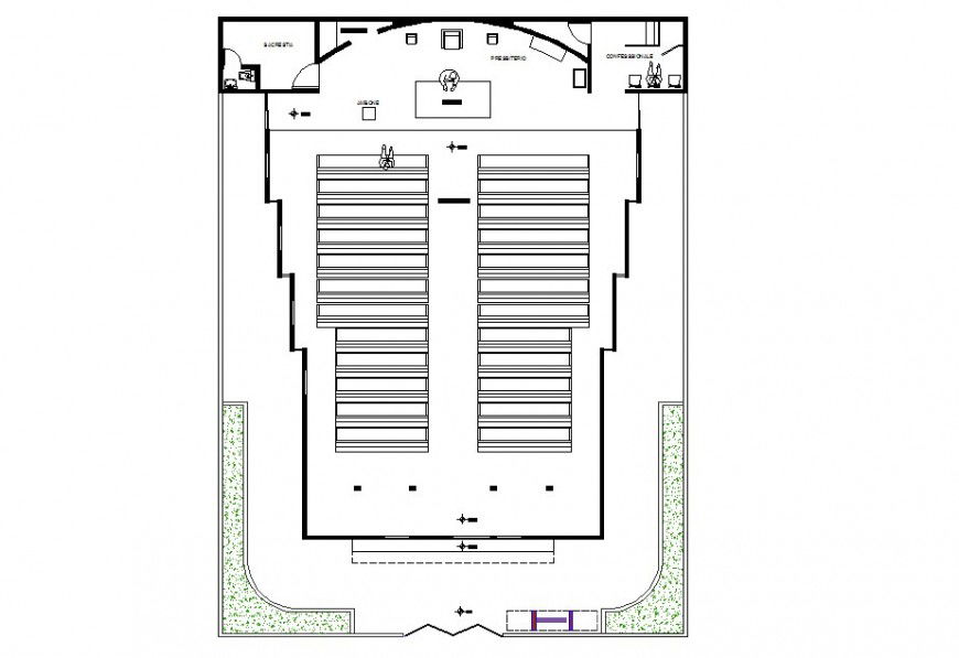 Classroom  top view layout plan detail dwg file