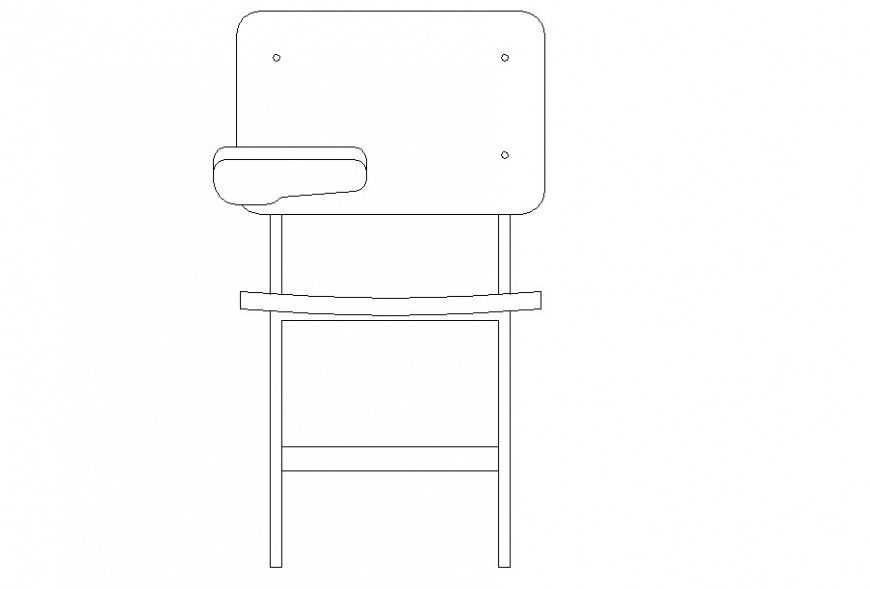 Classroom chair front detailing 2d model dwg file