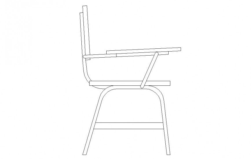 Classroom desk side view 2d detail dwg file