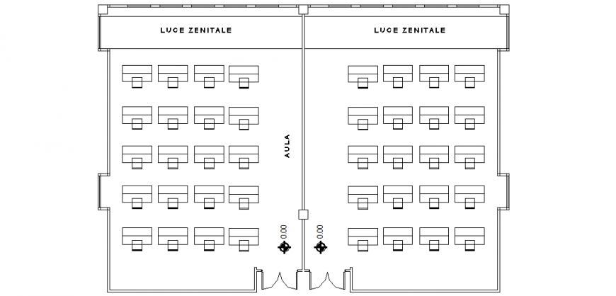 Classroom plan with architecture view dwg file