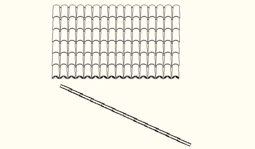 Clay tiles detail plan and elevation autocad file