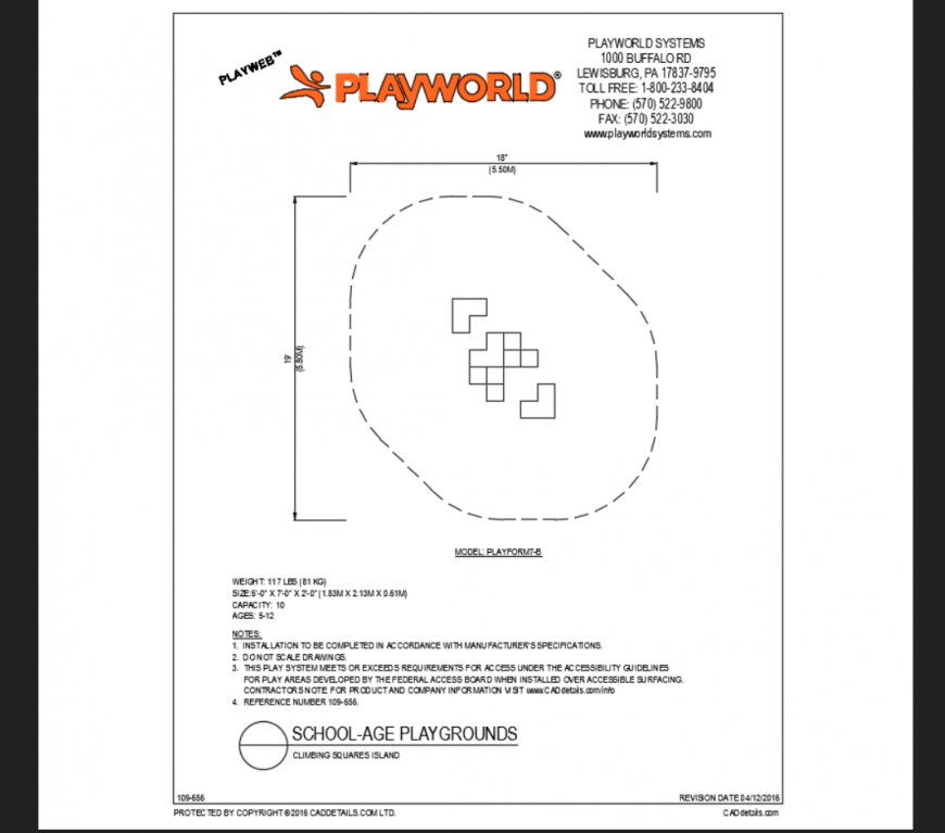 Climbing squares island play area equipment details dwg file