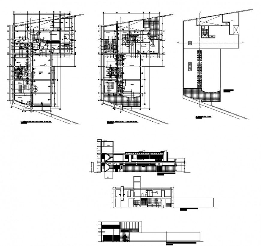 Clinic building detail plan and elevation 2d view layout dwg file
