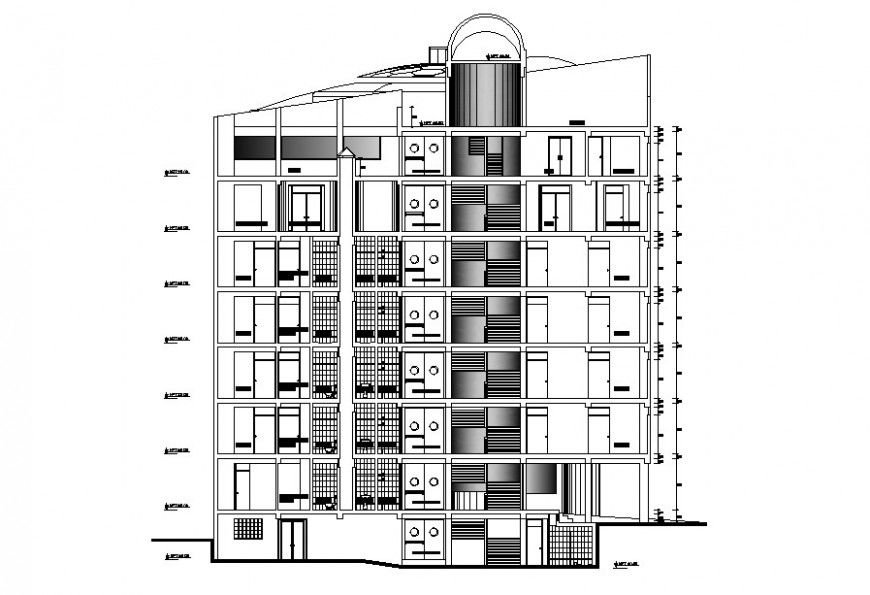 Clinic elevation in auto cad included detail of floor