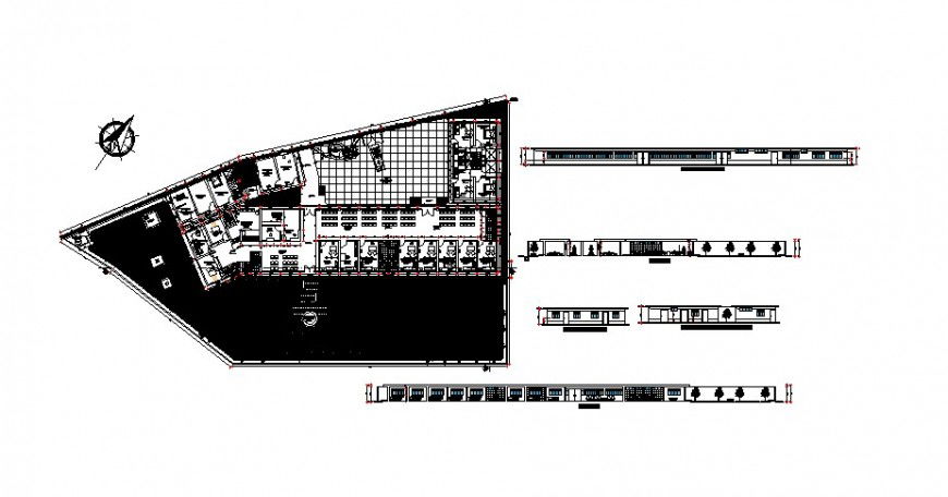 Clinic floor plan and elevation in auto cad software