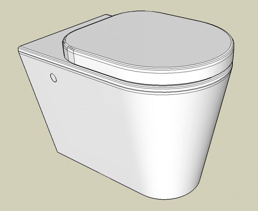 Closed sanitary toilet detail 3d model CAD blocks layout sketch-up file