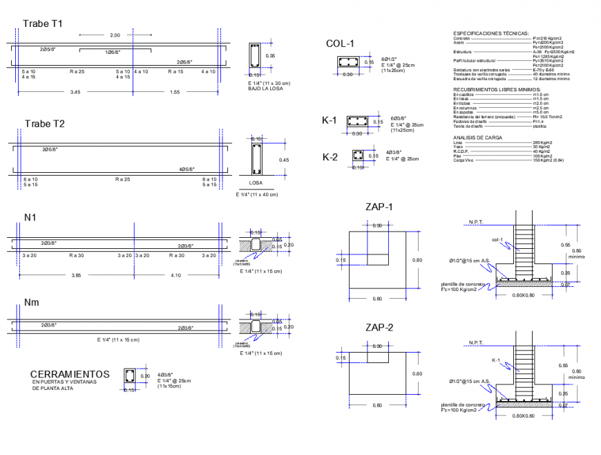 Closure plan and section detail dwg file