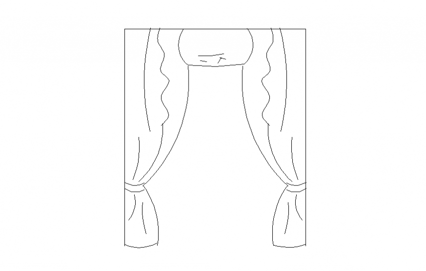 Cloth curtain detail elevation 2d view layout file