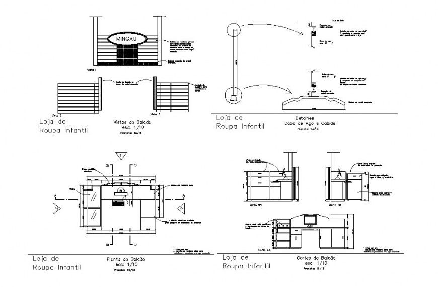 Clothes store in a fashion mall architecture drawing details dwg file