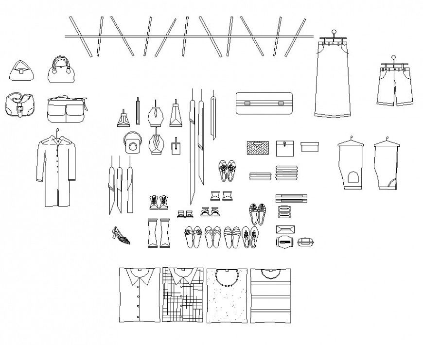 Clothing detail 2d view layout CAD blocks file in autocad format
