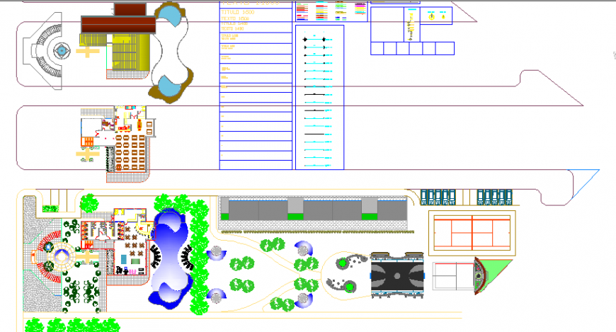 Club house 3d site plan and layout structure details dwg file