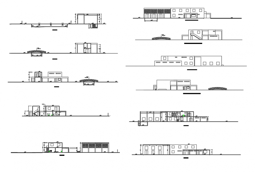 Club house all sided elevation and sections ccad drawing details dwg file