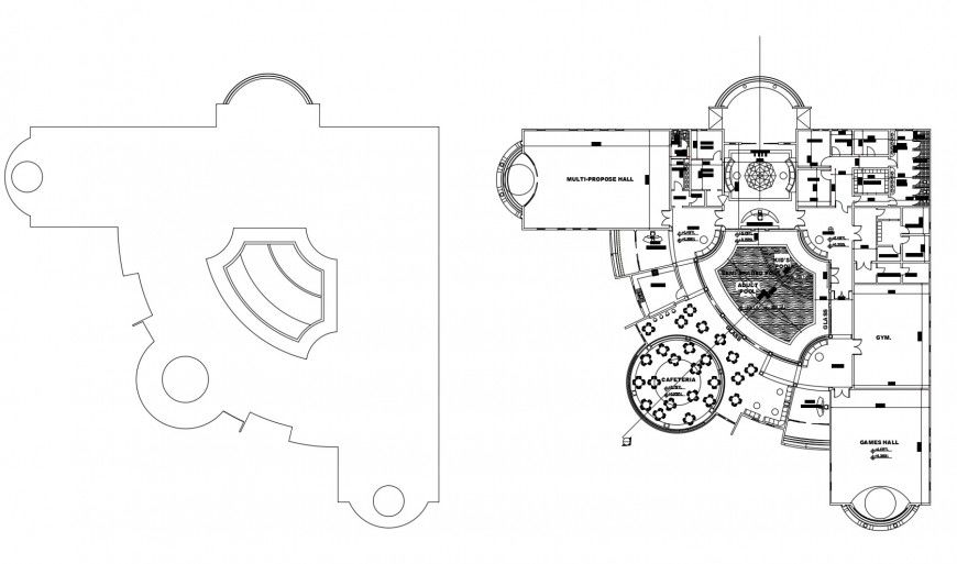 Club house architecture layout plan cad drawing details dwg file