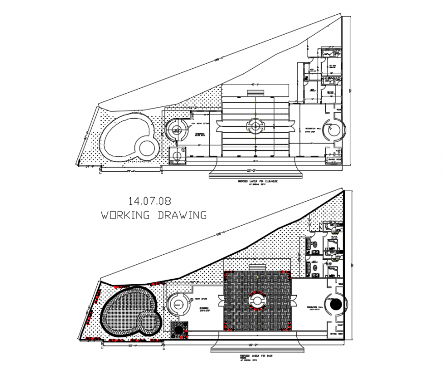 Club house detail dwg file and working drawing in autocad format