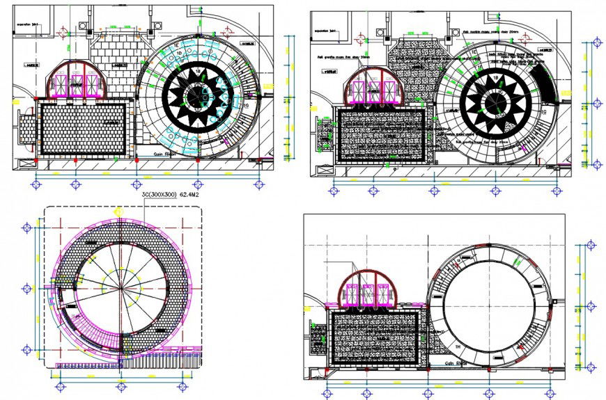 Club house four floor framing plan structure drawing details dwg file
