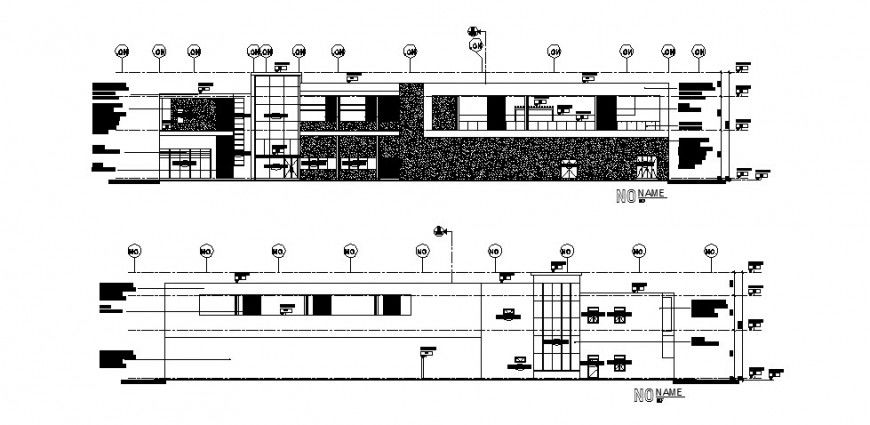Club house front, rear and side elevation cad drawing details dwg file