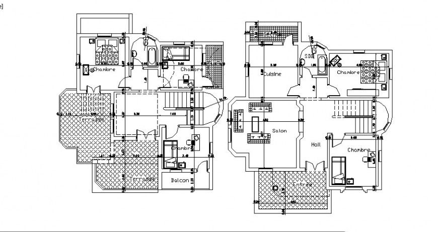 Club house ground and first floor plan cad drawing details dwg file