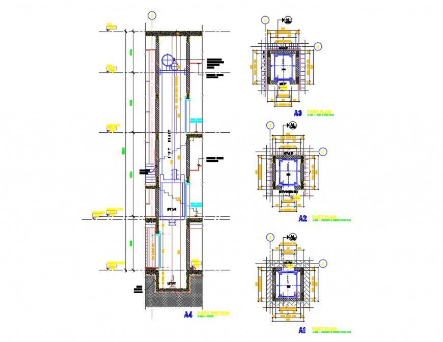 Club house lift elevator and auto-cad details dwg file