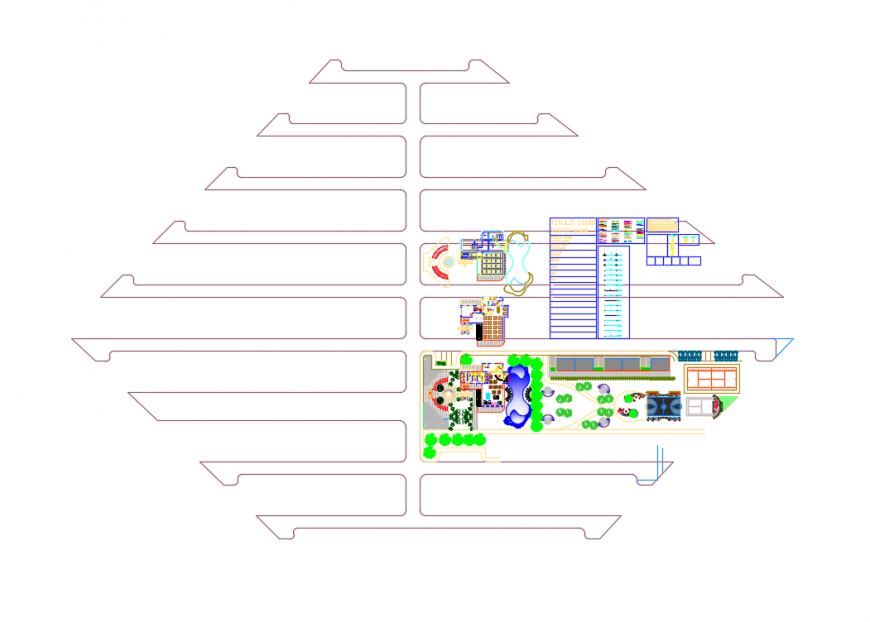 Club house site plan with layout plan details dwg file