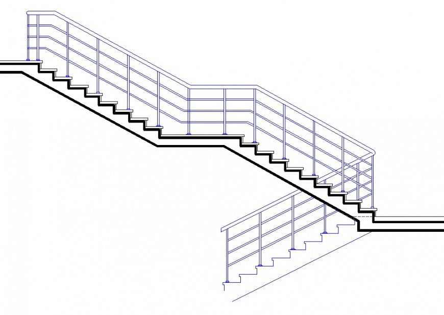 Club house staircase design drawing in dwg file.