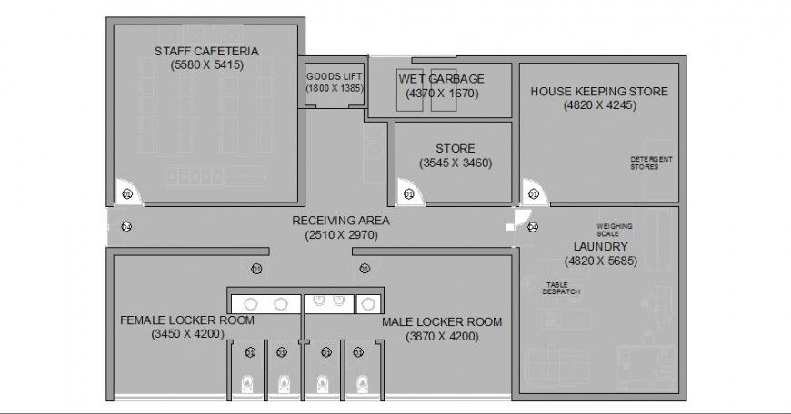 Club house toilet and changing room plan cad drawing details dwg file