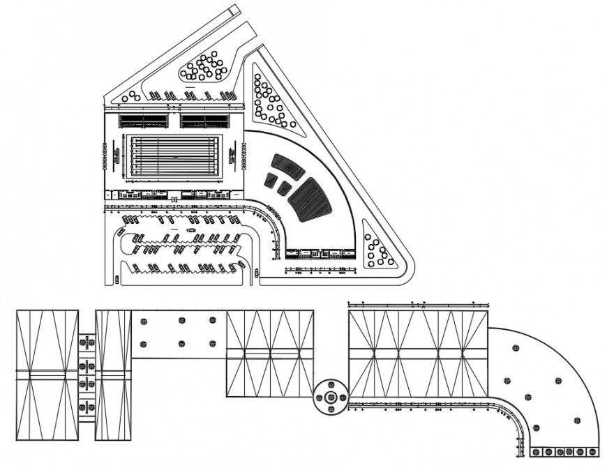 Club park landscaping structure and plan drawing details dwg file