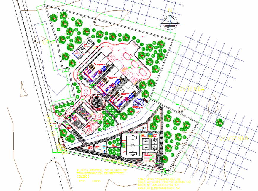 Club site plan drawing in dwg file.