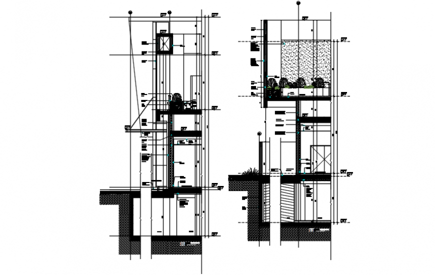 Clubhouse cut walls constructive section drawing details dwg file