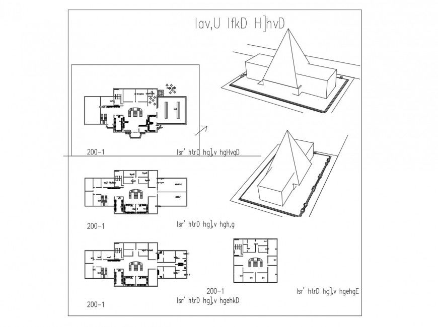 Clubhouse with garden floor plan and auto-cad drawing details dwg file