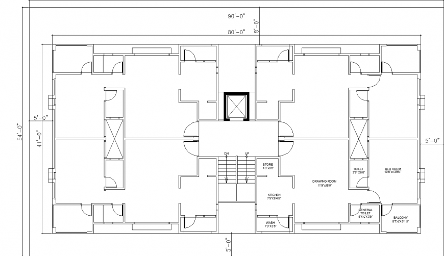 Cluster drawing of apartment in dwg file.